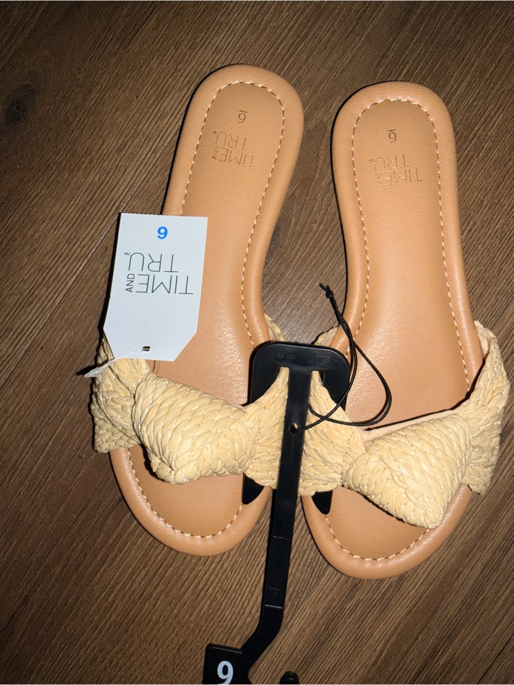 * NWT Sz 6 Time and Tru Women's Knot Slide Sandals *raffia* - Picture 5 of 12